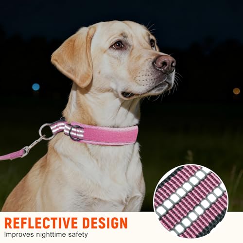 Ledeak Martingale Hundehalsband, Hundehalsband Zugstopp für Mittelgroße & Große Hunde, Zughalsband mit Stopp für Hunde, Trainingshalsband für Training & Spaziergänge (Rosa, L)