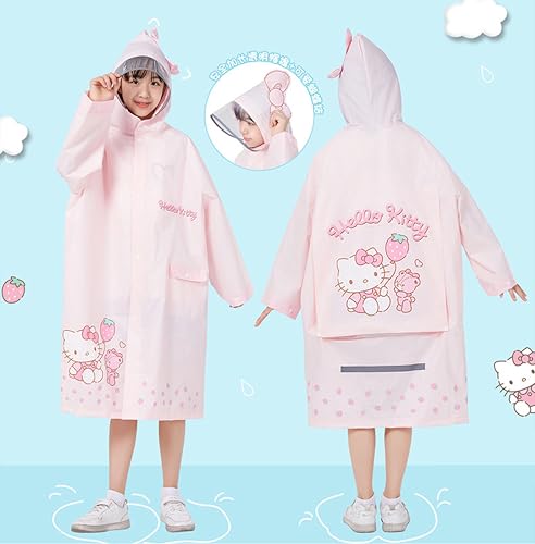 Hello Kitty Bear Strawberry Balloon Hooded Rain Coat Jacket Poncho Outwear for Girls Kids Children2
