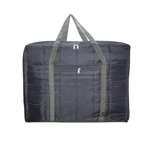 Jumbo Underbed Rectangular Storage Bag with Zipper & Handle | Polyester Blanket Cover Organizer & Moisture-Proof | Foldable & Durable Fabric | Ideal for Bedding & Clothes (GREY)-image-2