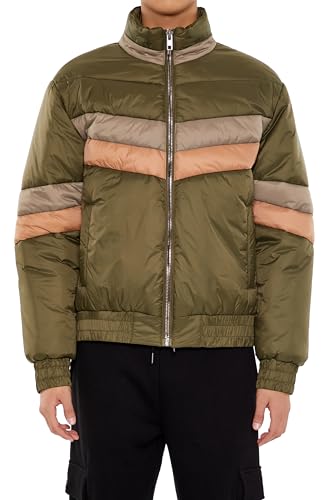 Forever 21 Men's Colorblock Funnel Neck Puffer Jacket3