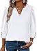 3/4 Length Sleeve Womens Tops V Neck Business Casual Outfits for Women Summer Women's Clothing Early Fall Fashion Fall Clothes Work Office Teacher Outfits Women Blouses Dressy Casual 2025 White M