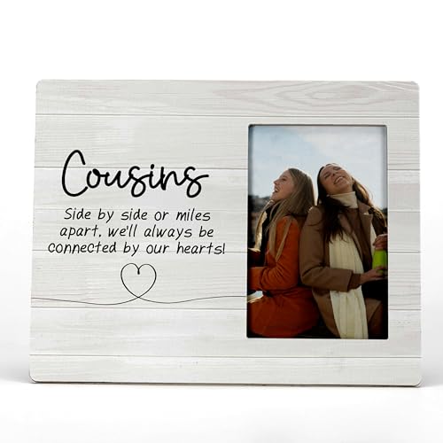 FONDCANYON Cousins Side by Side or Miles Away Picture Frame, Best Long Distance Cousin Gifts (4x6 Inch Photo) (Color-2)