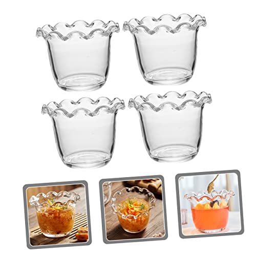 4 ensaladeras de vidrio grandes PRETYZOOM con forma de flor para servir postres y fruta en casa 7