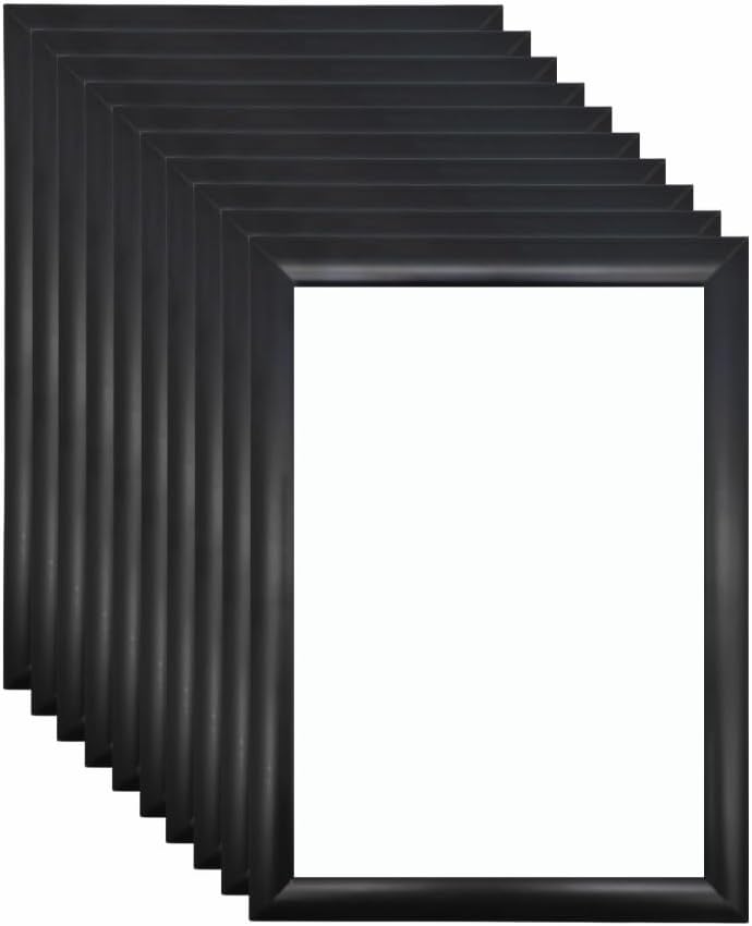 10 Pack Black A4 Clip Frame Snap Poster Display Frames – Wall Mount Front-Opening Picture Holder, 25 mm Anodised Aluminium