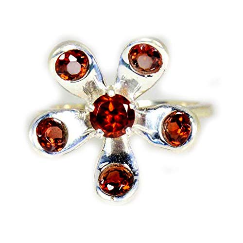 Bague de guérison des chakras en argent 925 véritable et grenat naturel