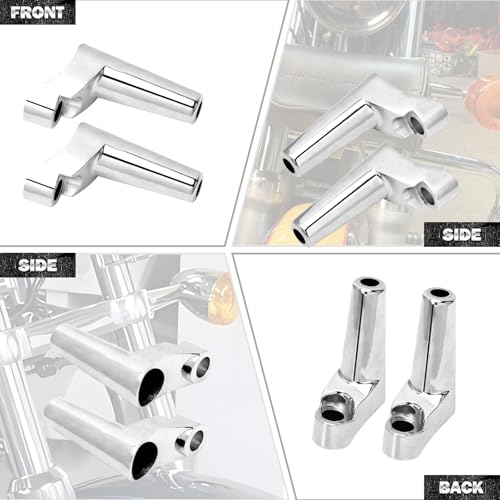 HDBUBALUS Motorcycle Front Turn Signal Mounts Relocation Kit Fit for Harley XL Sportster 883 1200 1988-up Dyna FXR 1991-2005 (Chrome)