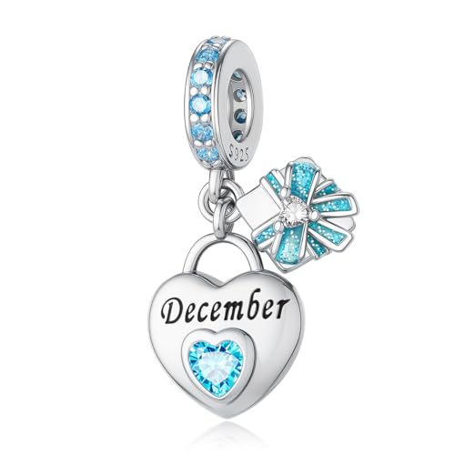 Plata 925 original en un abalorio de corazón con piedra natal para pulseras europeas