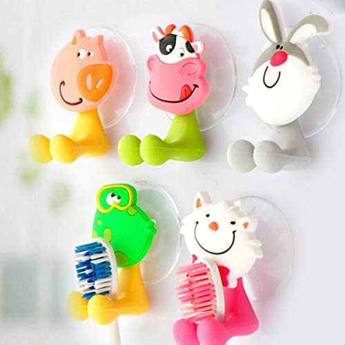 Mangdunt Kids Toothbrush Holder, Cute Cartoon Animal Toothbrush Holder With Suction Cup, 12 Pack #TOP2