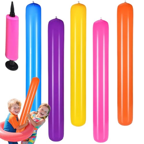Fideos inflables para piscina, coloridos, fideos planos para piscina, fideos flotantes a prueba de fugas con bomba | versátil ayuda de natación para fiestas al aire libre, vacaciones en la playa