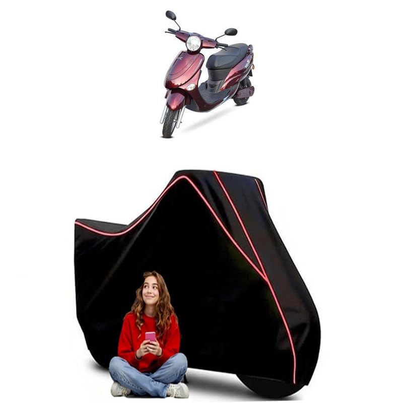 Image of Avon E Star Scooty Bike Cover Water Resistant Outdoor Use Universal Fit Scooters Motorcycles Heavy Duty UV Protection Dust Rain Scratch Resistant Elastic Bottom Black Blue Piping