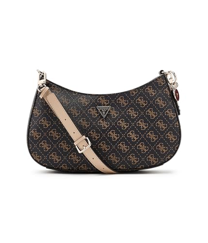 GUESS Noelle Ii Top Zip Shoulder Bag Brown Logo One Size