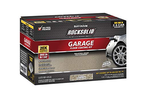 Image of Rust-Oleum 293517 RockSolid Polycuramine Garage Floor Coating, 2.5 Car Kit, High Gloss Mocha