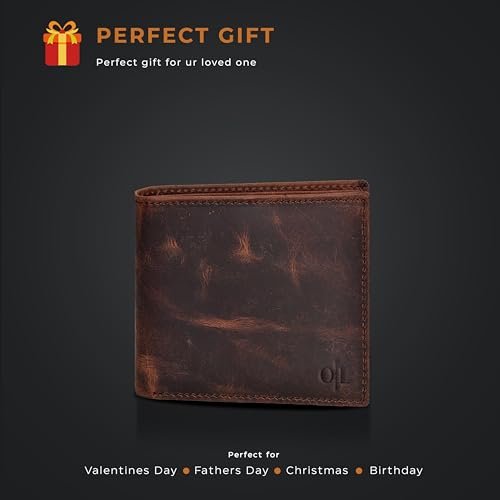 Image of Oak Leathers Leather Wallet for Men - RFID Bifold Wallets with 9 Credit Cards 1 ID Window Slim Minimalist Front Pocket Gift For Men