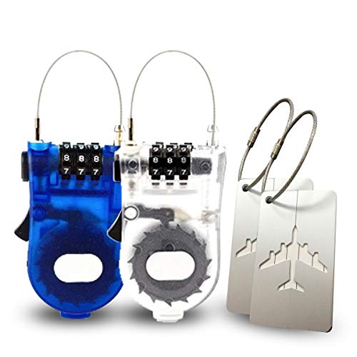 Preisvergleich Produktbild O³ Gepäckschloss mit Zahlencode / / 2 Kofferschlösser mit 3-stelligem Zahlenkombination / / Kabelschloss Vorhängeschloss / / 2 Adressanhänger gratis / / Deutsche Gebrauchsanweisung