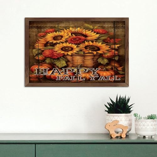 Décoration murale rustique en bois Happy Fall Y'all pour salon chaleureux