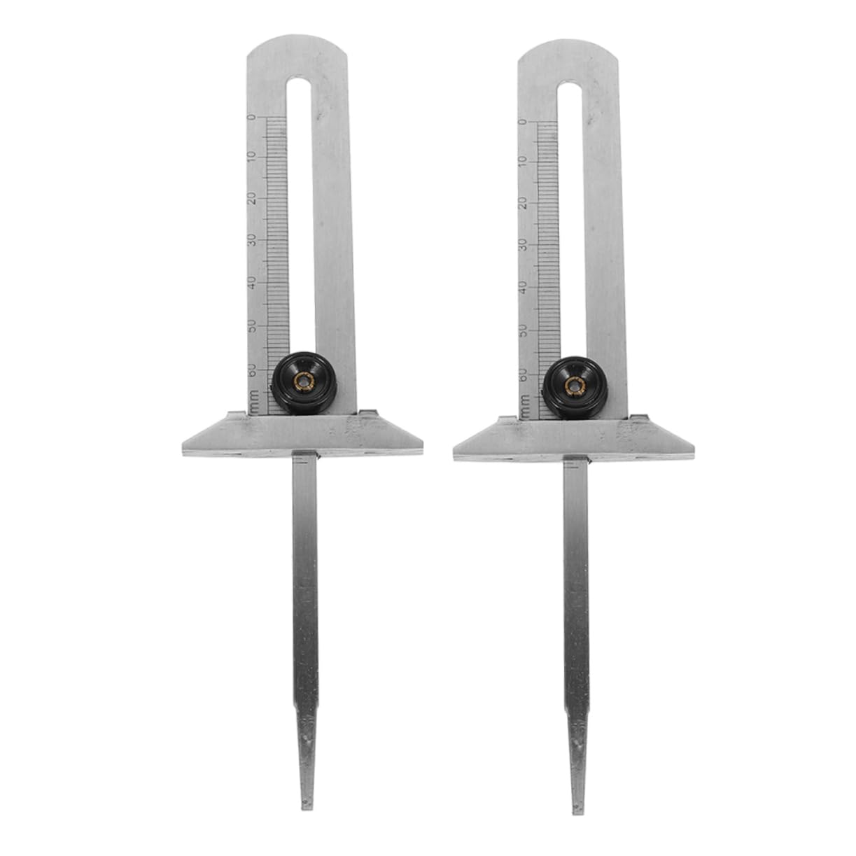 2pcs Tire Depth Gauge Auto Tire Thread Measuring Tool Iron Gauge Nonslip Grip