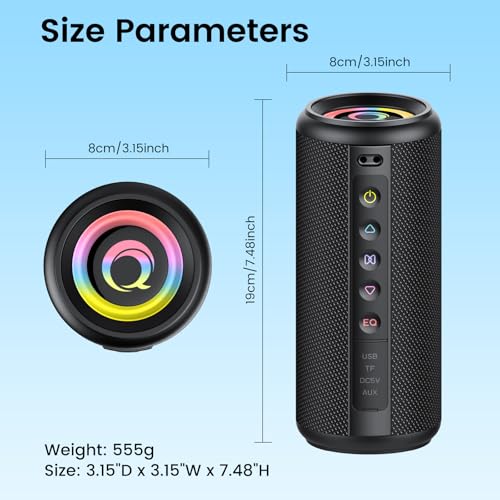 undefined dotn Portable Bluetooth Speaker, 2026 Bluetooth 5.4 Wireless Speaker with 20W HD Loud Stereo Sound, 20H Playtime, LED Lights, IP7, TWS Pairing, Built-in Mic, for Outdoor, Home, Beach, Party, Gift の商品画像 7