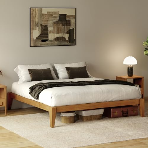 AllForWood Thor Premium Solid Wood Bed Frame Queen, Japanese Joinery