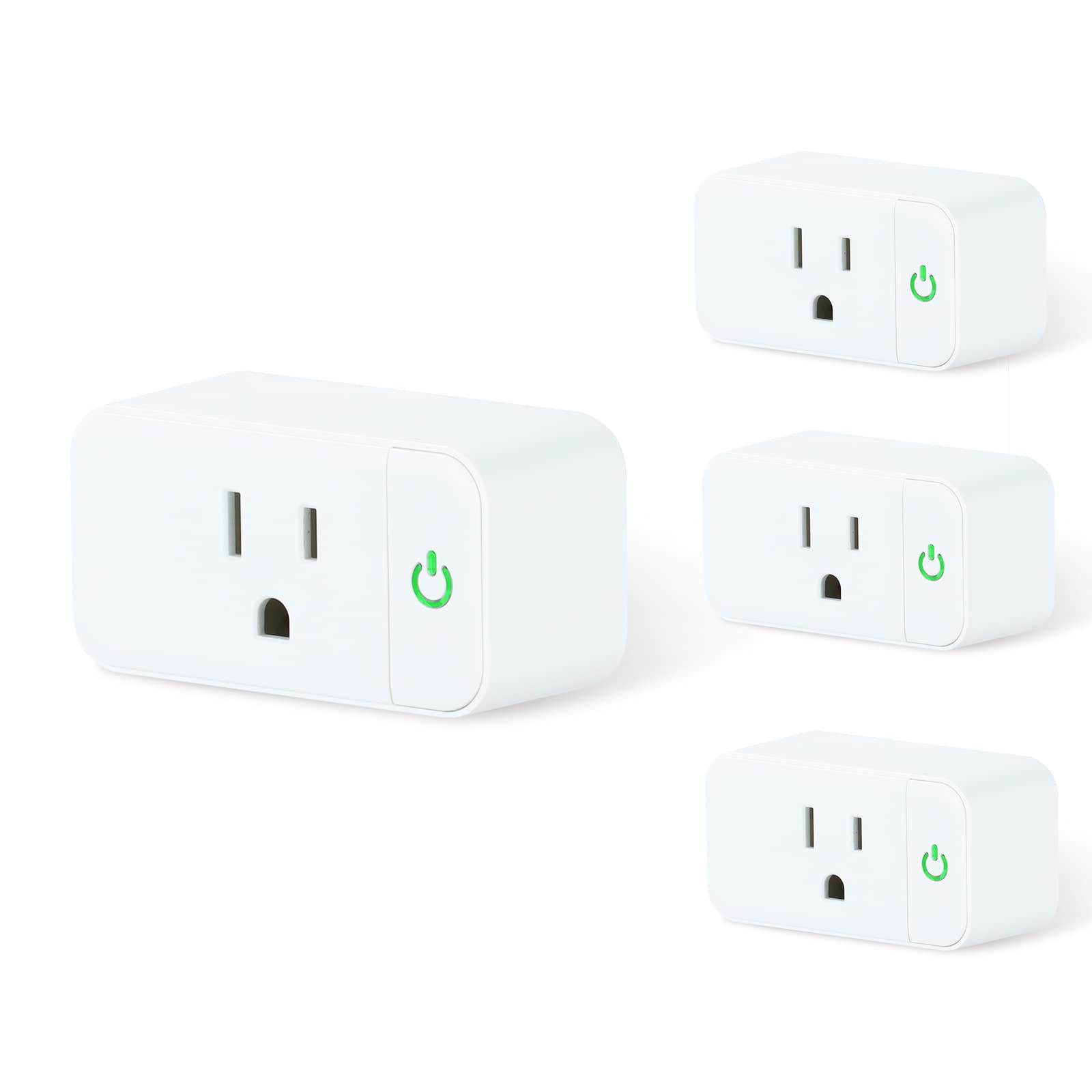 Smart Life Wi-Fi Outlet Compatible with Alexa, Google Home & Echo, Smart Plug with Timer Function & Group Controller,15 Amp Indoor Socket, 2.4G Wi-Fi Only, White, 4 Pack