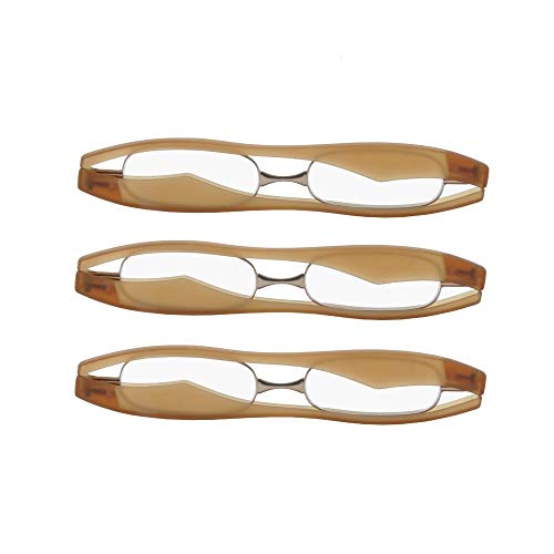 3 ultradünne Lesebrillen | Leichte & kompakte Lesebrillen zum Zusammenklappen für Hosentasche oder Handtasche - Eye-Pod Trio Kupfer (3,0) von eye-spec Cover