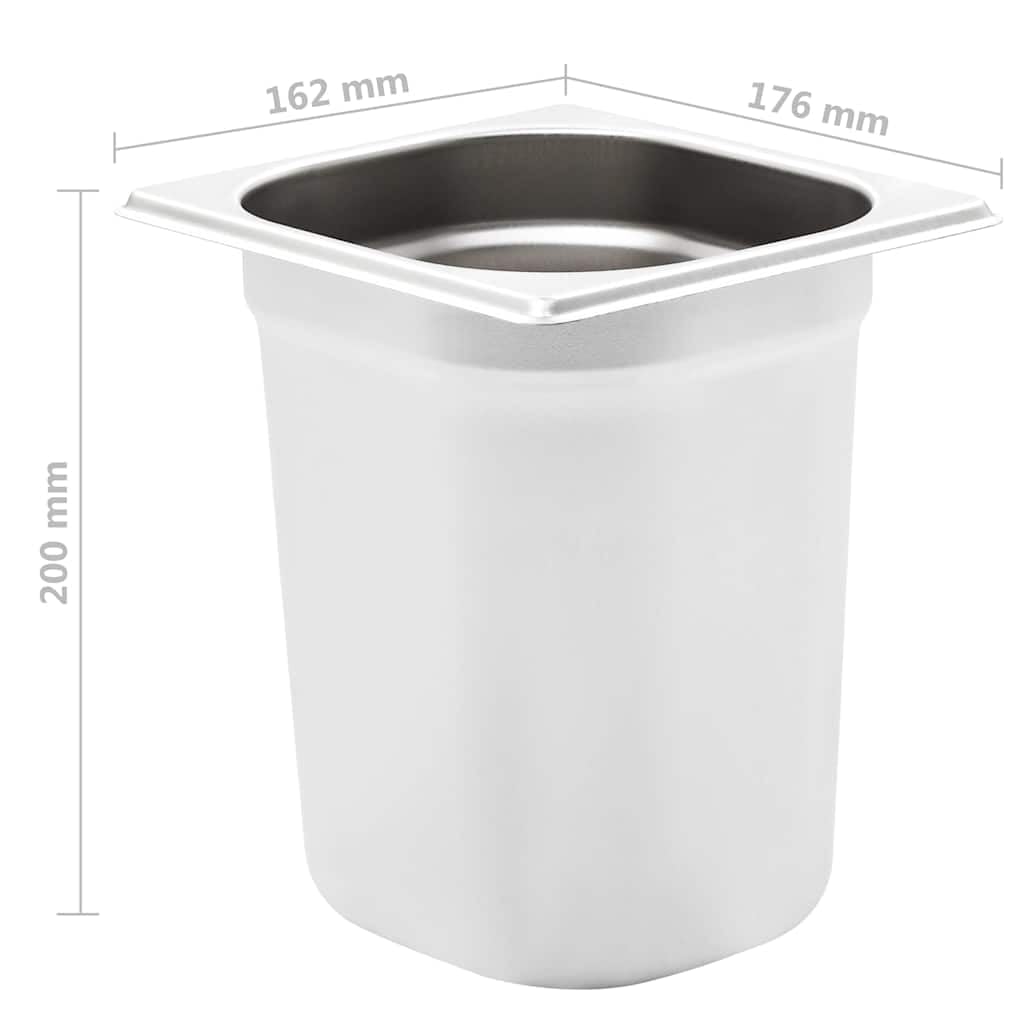 Genérico Recipientes Gastronorm 8 pcs GN 1/6 200 mm Acero inoxidable | Apilables, fáciles de limpiar, uso profesional y doméstico, compatibles con baño de agua y hornillos