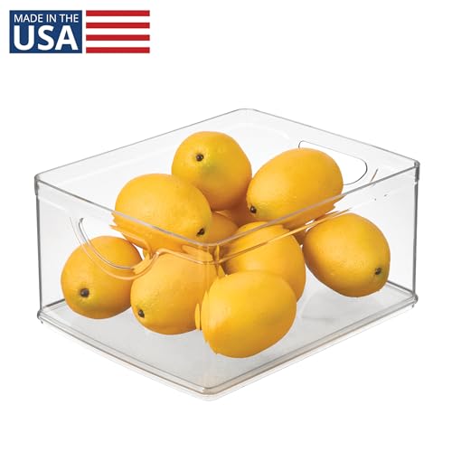 Image of iDesign Plastic Stackable Kitchen Cabinet Storage Bin with Handles - Clear Pantry Organizer Medium (Pack of 4)