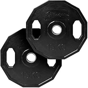 BodyRip Polygonal Black Weight Plate | Choose 2″ Olympic Set, 1.25kg, 2.5kg, 5kg, 10kg, 15kg, 20kg or 25kg | Dumbbell or Barbell | Gym Weightlifting