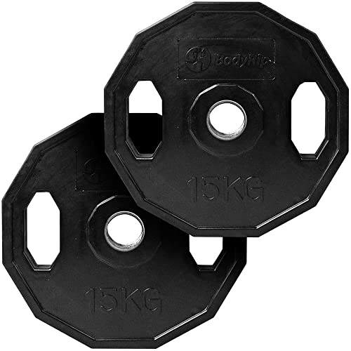 BodyRip Polygonal Black Weight Plate | Choose 2" Olympic Set, 1.25kg, 2.5kg, 5kg, 10kg, 15kg, 20kg or 25kg | Dumbbell or Barbell | Gym Weightlifting