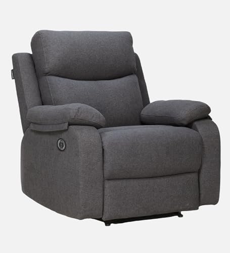 Image of Recliners India Single Seater Recliner Sofa Model-Curve | Power Recliner Chair | Cushion Armrest | Living Room Recliner Sofa | Colour- Grey