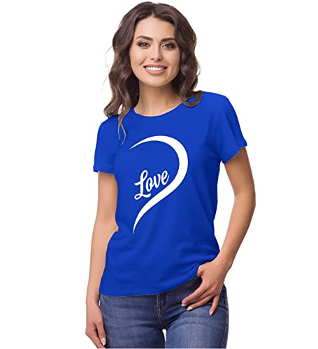 Image of Hangout Hub Hangout-Hub-NP21 Couple Tshirts for Couples | Printed One Love Heart T-Shirts | Men's and Women's Round Neck T-Shirt (Pack of 2, Cotton)
