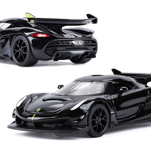 Image of 1:32 Koenigseggg Jesko Sports Model Exclusive Alloy Diecast Pull Back Toy car with Openable Doors & Light Music Toys for Kids Boy Girl Gift (1:32 Koenigseggg -Black)