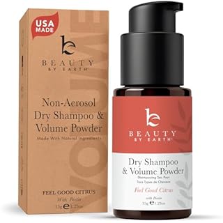 Beauty by Earth Non Aerosol Dry Shampoo Powder - Volumizing Non Toxic with Biotion, Oil-Absorbing Natural Ingredients, Made in USA