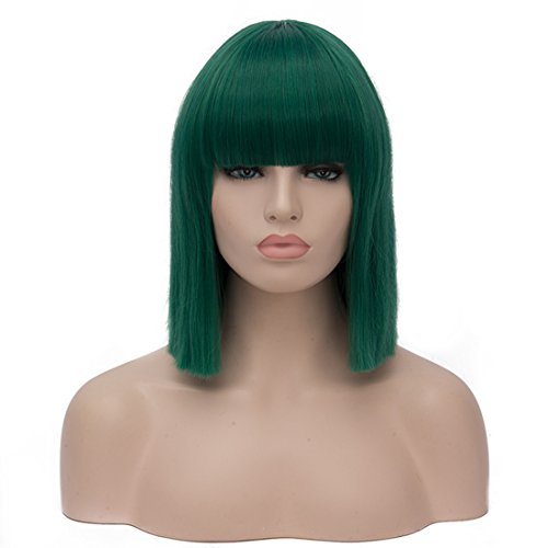 Cying Lin 28" Long Two Ponytail Straight Wigs Middle Parting Black Wigs for Women Girl Cosplay Party Halloween Costume Wig Include Wig Cap… (Dark Black)