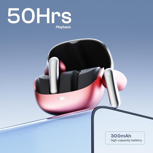 Image of Fire-Boltt Aero Fit TWS Earbuds with Custom EQ, Bluetooth 5.4 Wireless Earphones, 50H Playtime, Fast Charging Case, 50ms Low Latency Gaming & Touch Controls Frost Ruby