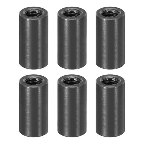 PATIKIL 6pcs M3 Metal Threaded Standoff Spacer Nuts, Round Aluminum Spacers Female Coupling Screws, 1/8" ID x 3/16" OD, Black, (12mm L)