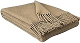 STTS International Wolldecke 100prozent Schurwolle Wohndecke 140 x 200 cm Tagesdecke Schurwolldecke Woll-Plaid Tirol in vielen Farben erhältlich (Beige (MU))