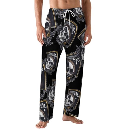 Pirate Skull Mens Pajama Pants Print Lounge Pant PJ Bottoms Sleepwear Loungewear