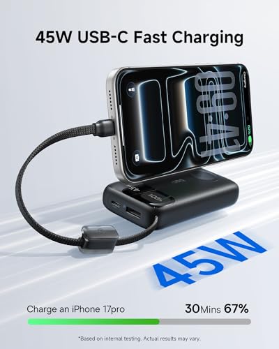 Baseus 10000mAh 45W Power Bank/Apple Watch Charger with Built In USB-C Cable - image 3