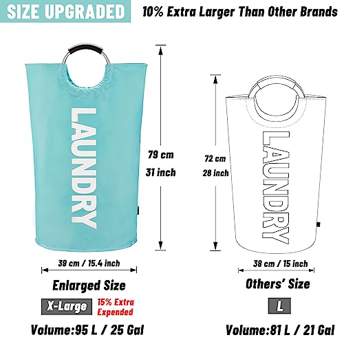 Caroeas 95L Pro Large Laundry Basket (13 Colors), Waterproof Laundry Hamper, Laundry Bag With Padded Handles, Clothes Hamper Stands Up Well, Collapsible Laundry Basket Easy Storage(Light Blue) #TOP1