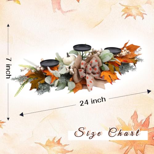 Image of Fall Pumpkin Wreath Candle Holder Centerpiece Thanksgiving Decoration Autumn Wreaths