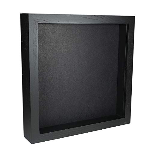 Cadre objet bois noir 25x25 suspension murale vitrine exposition