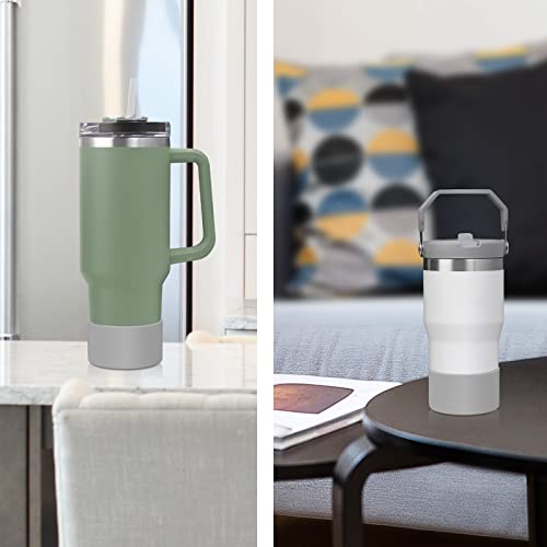 Mlksi 2Pcs Silicone Boot For Stanley Cup Accessories, Protector Silicone Water Bottle Bottom Sleeve For Stanley 40 Oz 30 Oz Tumbler Simple Modern Tumbler With Handle, Clear #TOP4