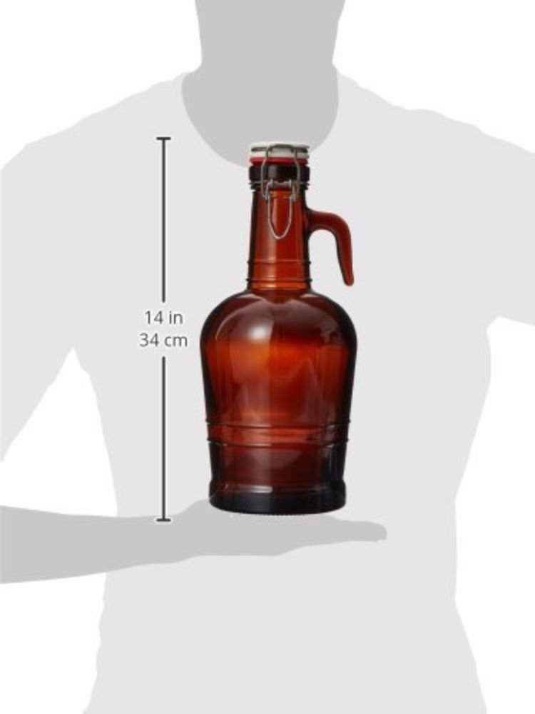2 Liter Growler with Glass Handle- Amber