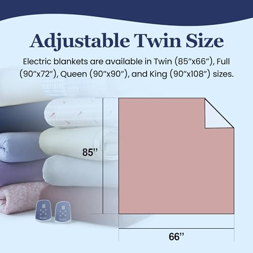 Thermee Micro Flannel Heated Blanket with Sherpa back, 10-Setting Electric Blanket Full Size, Programmable Heating Blanket, Ultra-Soft Heated Throw Blanket, Fast Heating Thermal Blanket - Blush by Thermee - Image 3