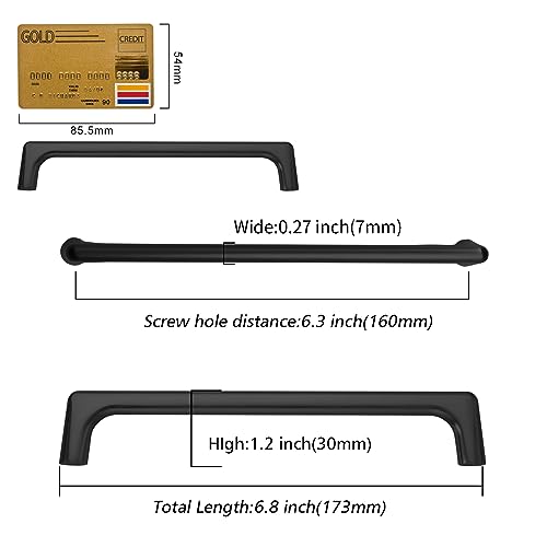 Amerdeco 10 Pack Matte Black Cabinet Pulls 6.3 Inch(160MM) Hole Centers Kitchen Cabinet Handles Hardware Kitchen Handles for Cabinets Cupboard Handles Drawer Pulls ZH0041 by Amerdeco - Image 6