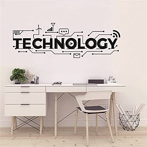 Teens Technology Lettering Wall Art Sticker School Education Science Wall Decal Vinyl Removable Vinyl Wall Mural Poster For Classroom Students Decor Tm-33 (Black, 13"H X 40"W) #TOP3