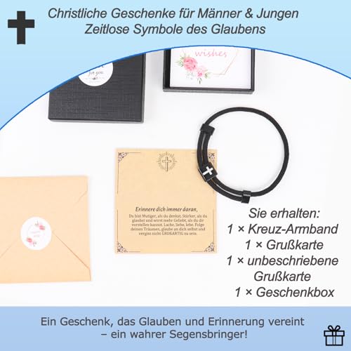 YIBONIKA Christliche Geschenke für Firmung, Konfirmation, Kommunion, Erstkommunion,Taufe, Kreuz Bible Armband für Jungs, Kleine Mutmacher Spirituelle Geschenke für Mädchen und Jungen, Patenkind