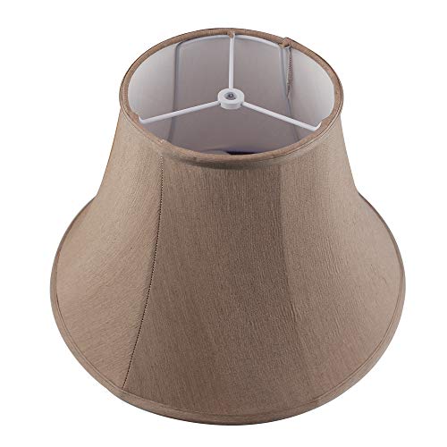 Linen Lamp Shade Set of 2, E Brand Bell Fabric Lamp Shade for Table Lamp and Floor Lamp. 9x18x14 inch, Satin Fabric Hand Crafted, Spider