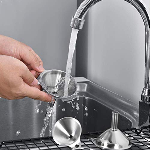 Stainless Steel Funnels, 3Pcs Mini Filling Kitchen Funnel, Sizes Large To Small Funnels For Transferring Essential Oils, Liquid, Fluid, Dry Ingredients & Powder, Durable And Dishwash #TOP5