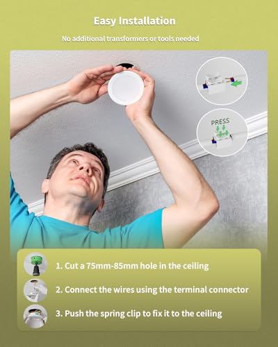 Vlio LED Downlights for Ceiling Dimmable, 5W Recessed Ceiling Lights, Warm White Natural White Cool White Adjustable, 75mm Cut Out, IP44 LED Spot Lights for Bathroom, 10 Pack - Image 6